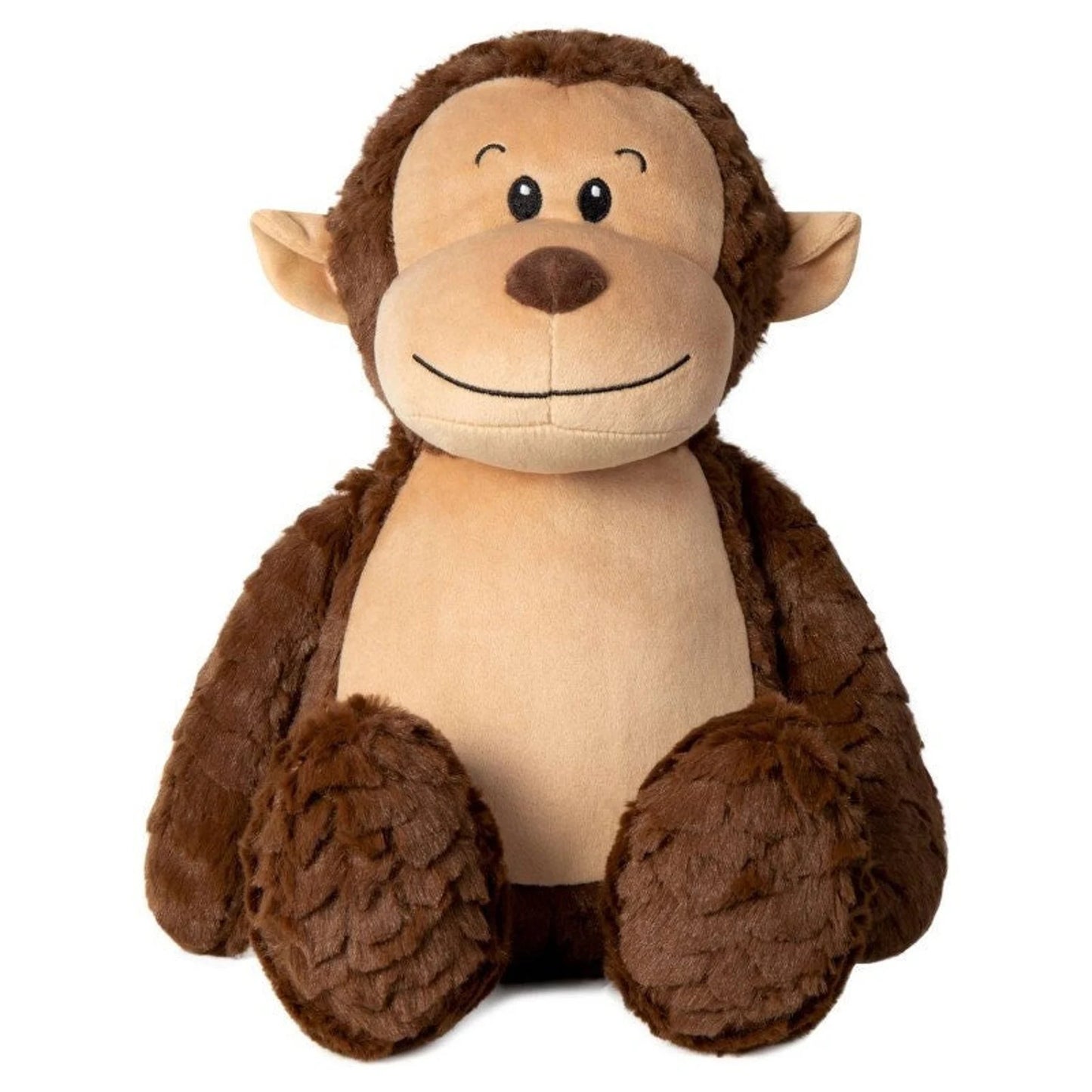 Plush monkey toy on a white background