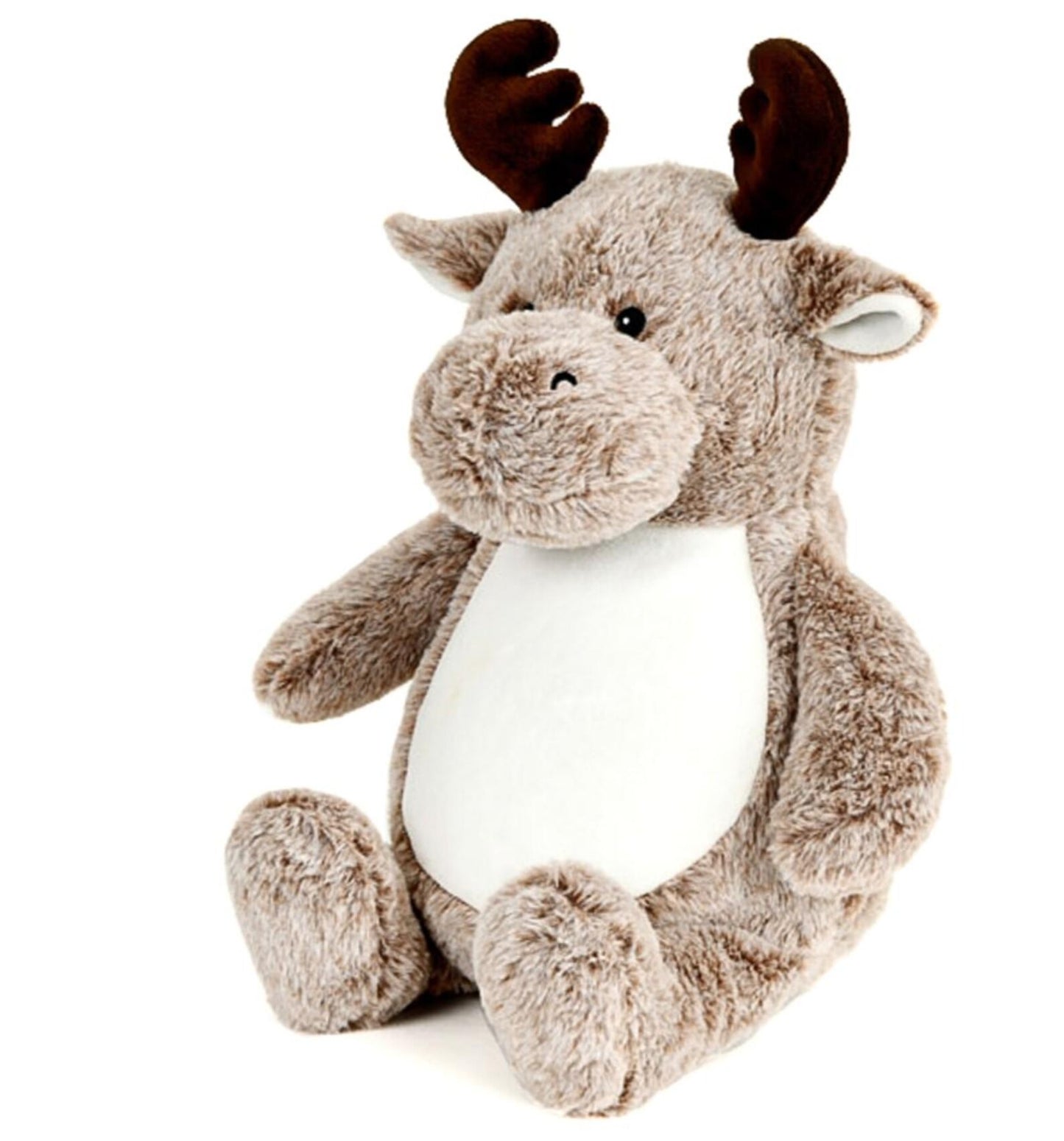 Plush toy reindeer on a white background