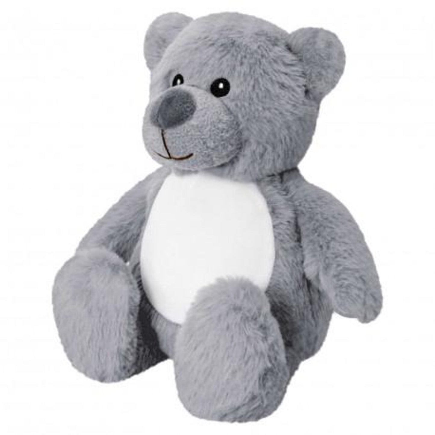 Gray teddy bear plush toy on a white background