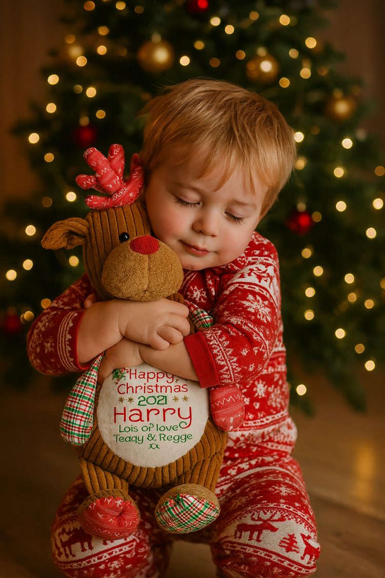 Personalised Christmas teddy bears - embroidered festive soft toy gifts for children