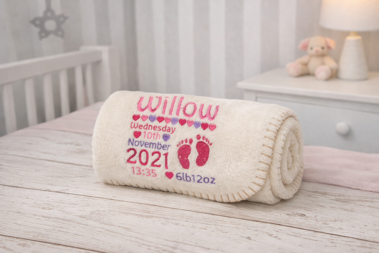 Personalised embroidered baby blankets - soft keepsake gifts for newborns and babies