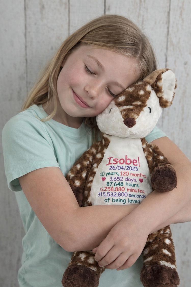 Personalised forest animal soft toys - embroidered plush gifts for babies and toddlers