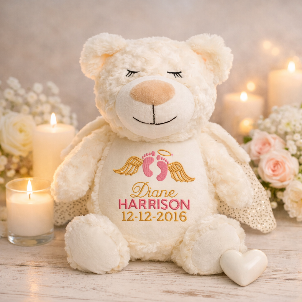 Personalised memorial guardian angel bear - a thoughtful remembrance keepsake gift