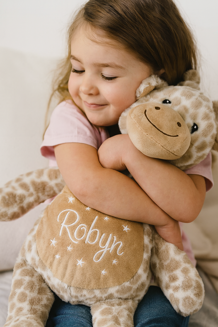 Personalised safari animal soft toys - embroidered plush gifts for babies and children