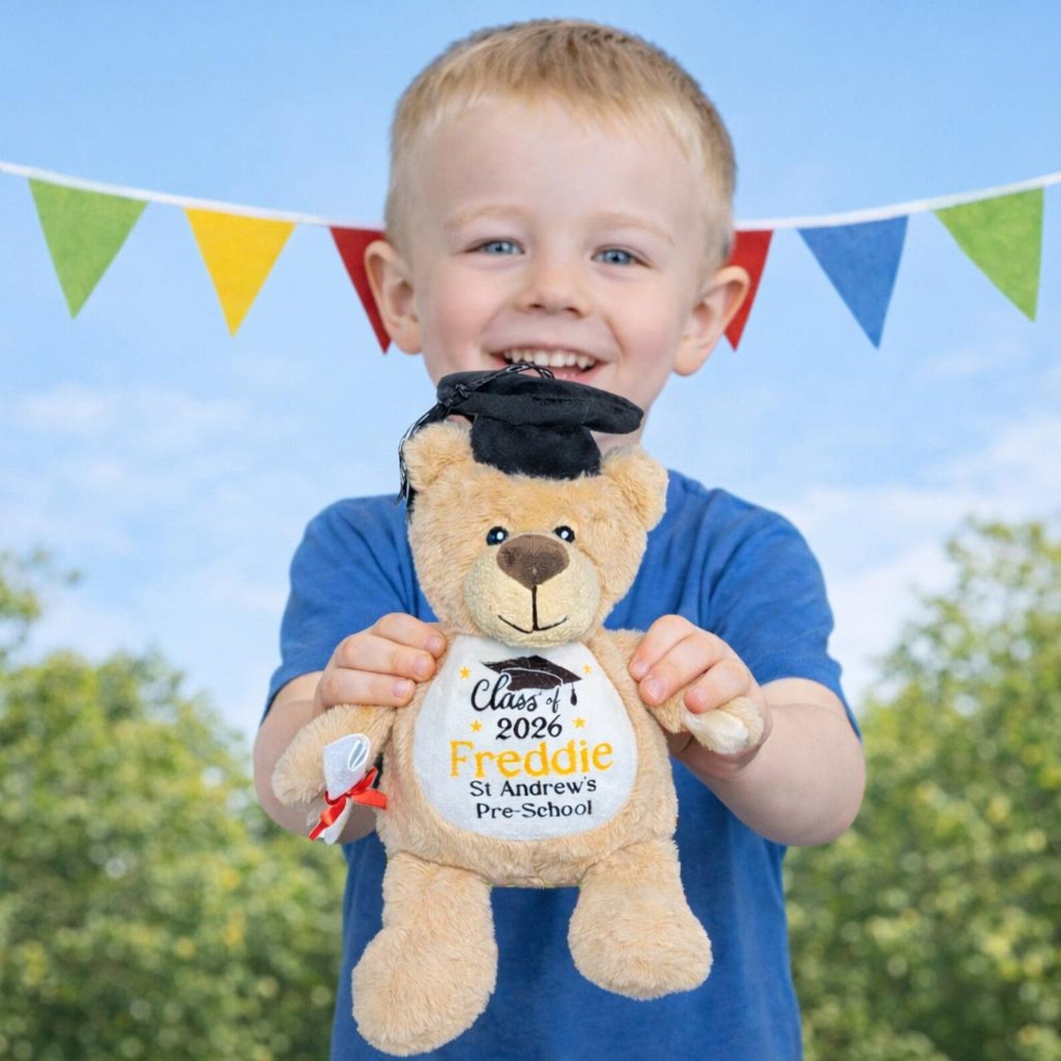 Personalised graduation teddy bears - embroidered keepsake gifts for school leavers and graduates