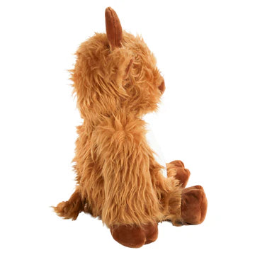 Brown plush toy on a white background