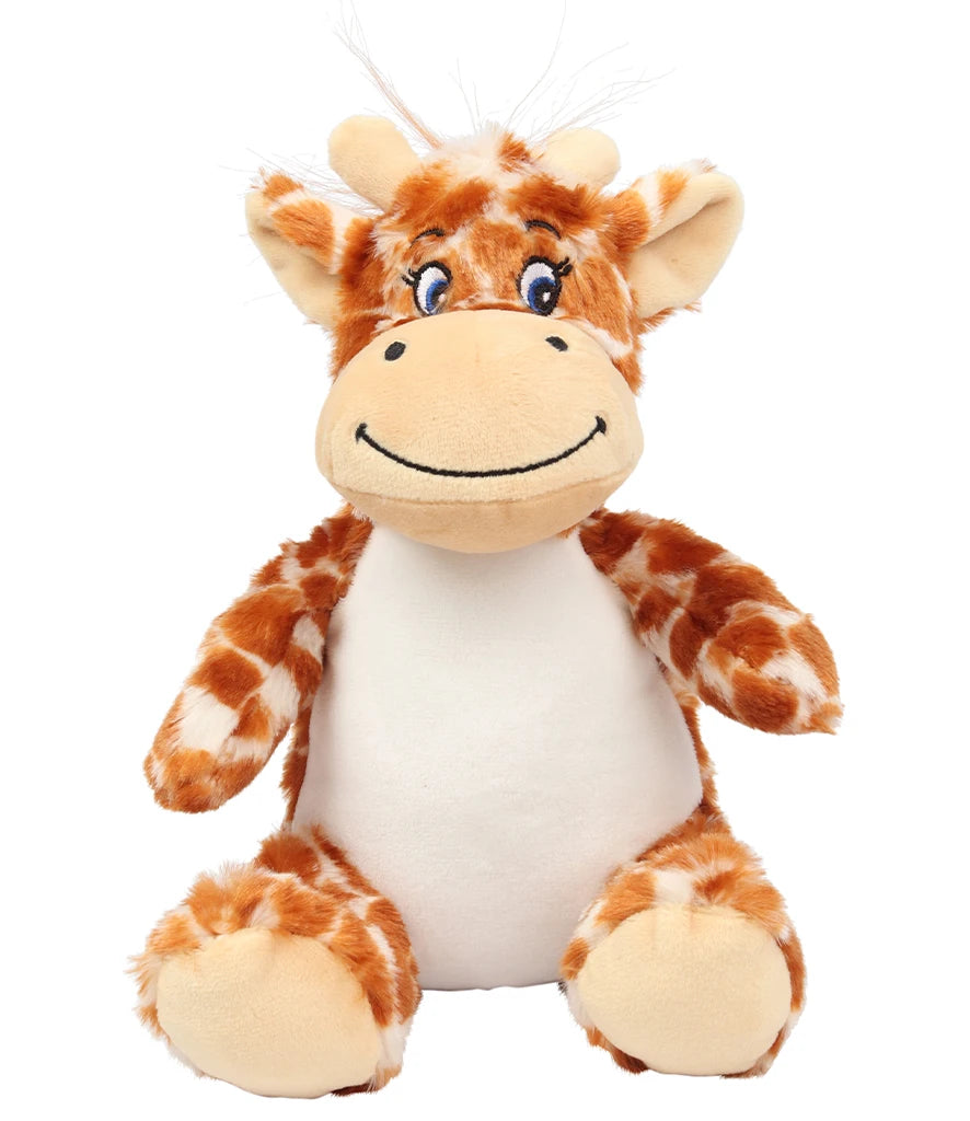 Plush giraffe toy on a white background