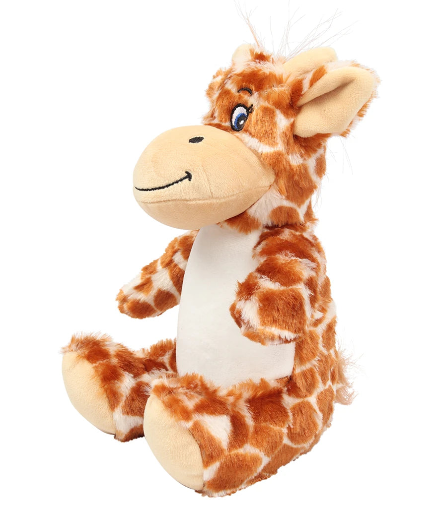 Plush giraffe toy on a white background