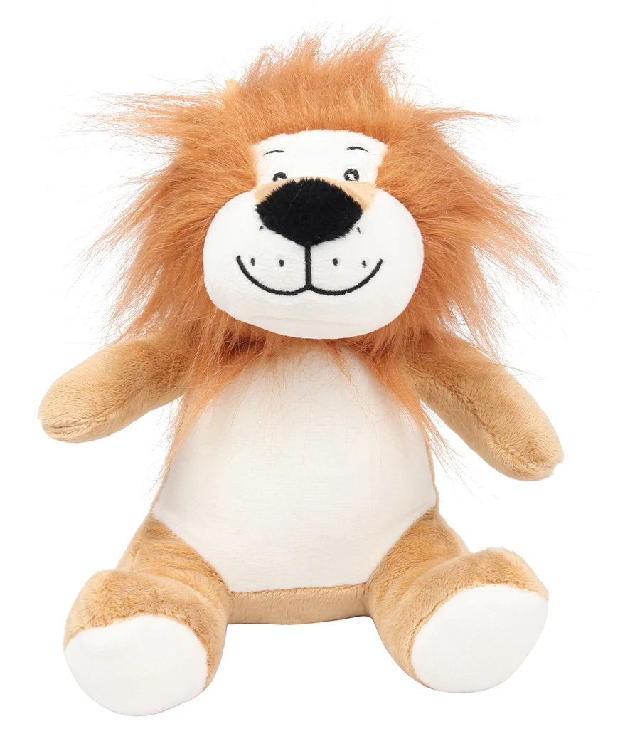 Plush lion toy on a white background