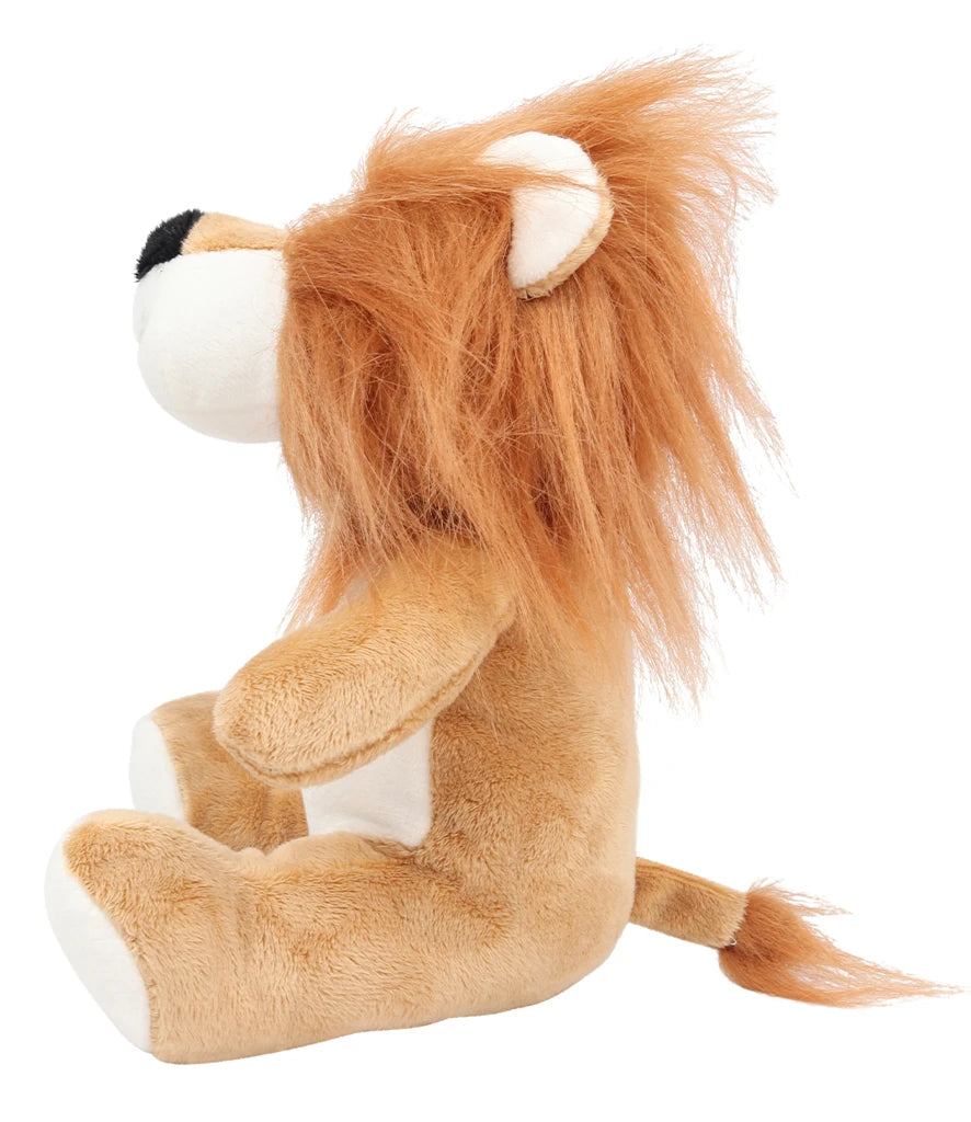 Plush lion toy on a white background