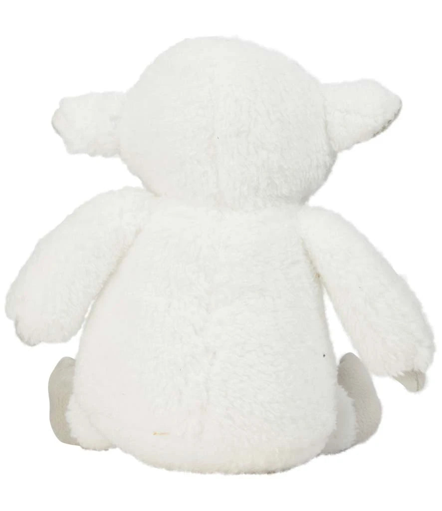 Plush toy sheep on a white background