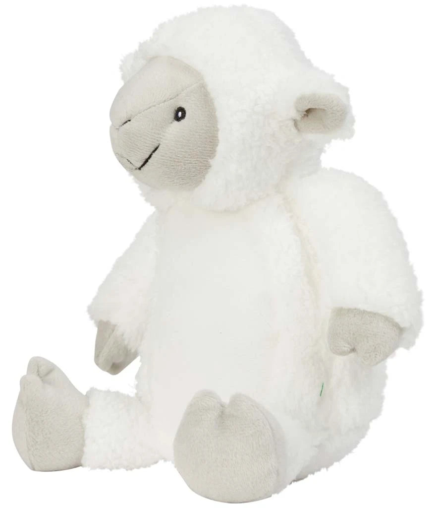 Plush toy sheep on a white background