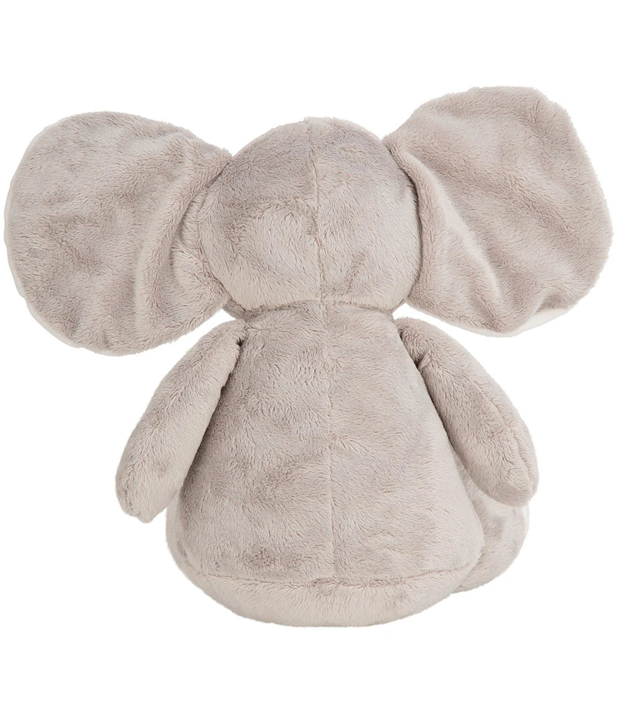 Plush elephant toy on a white background