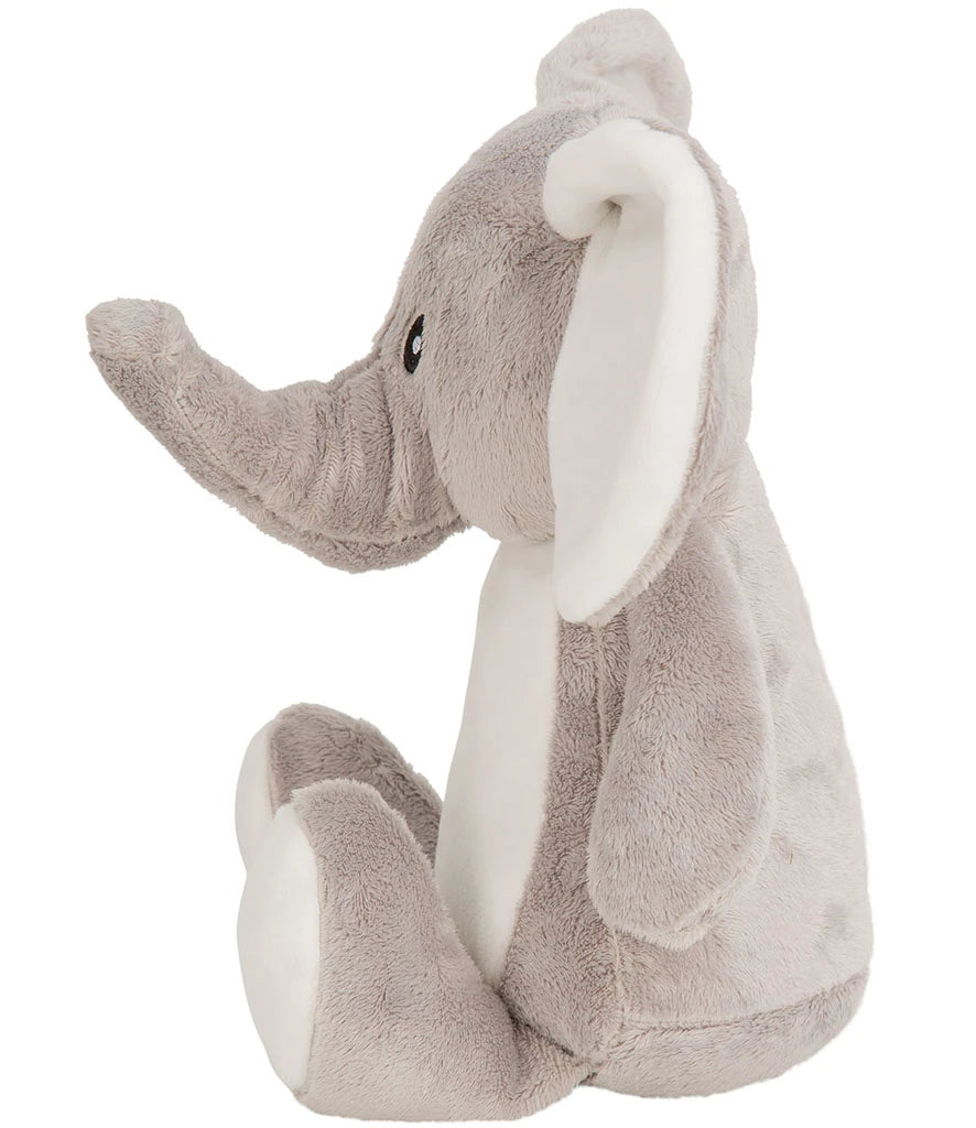 Plush elephant toy on a white background