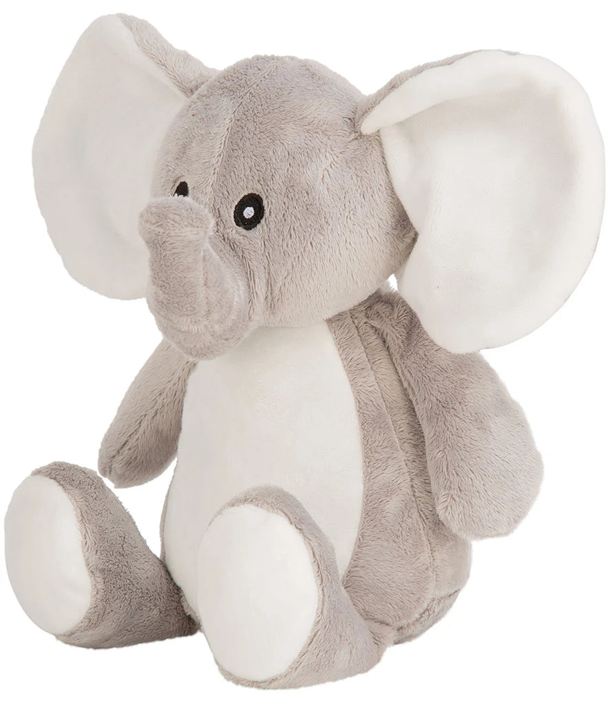 Plush elephant toy on a white background