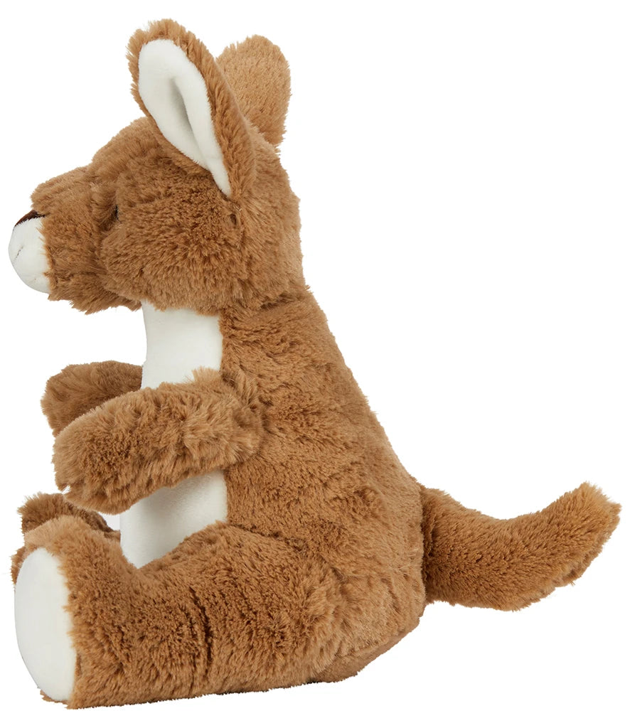 Plush toy kangaroo on a white background