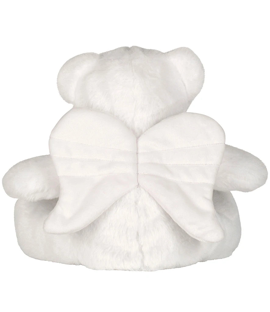 White angel teddy bear on a white background