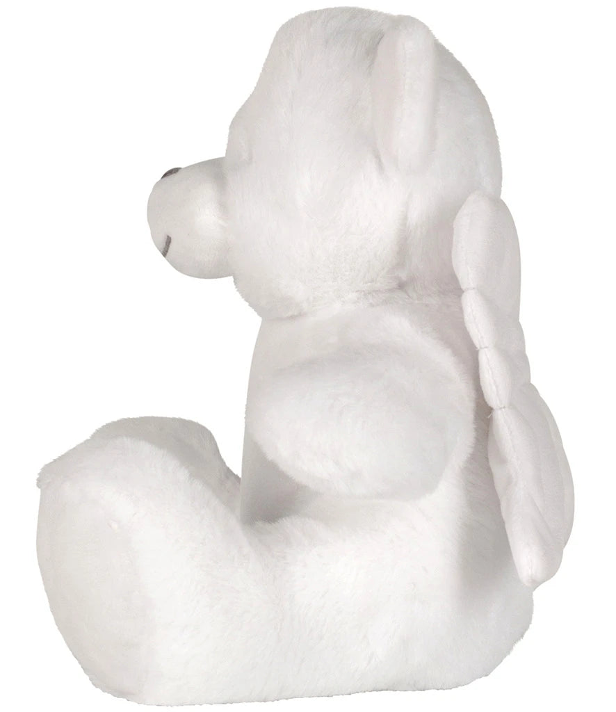 White angel memorial  teddy bear on a white background