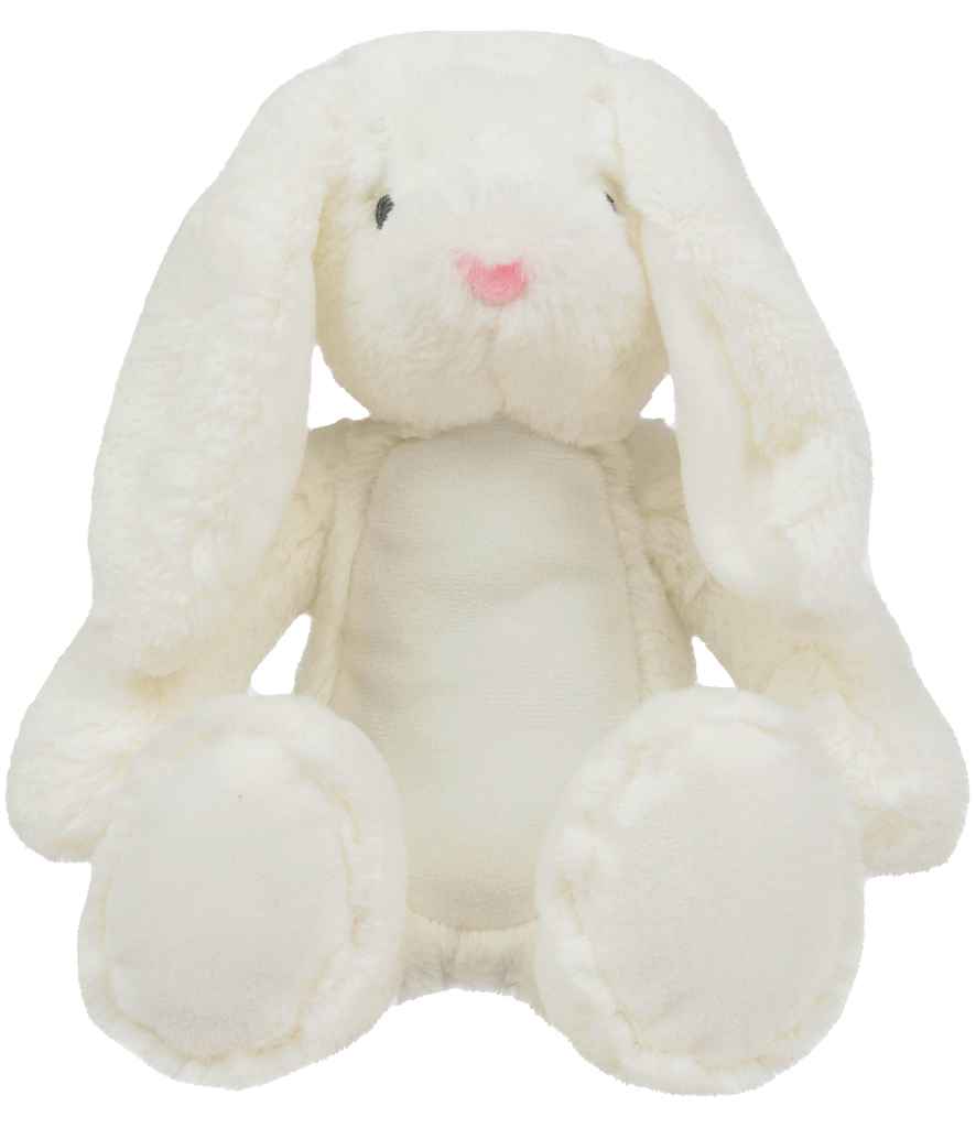 White plush bunny toy on a white background