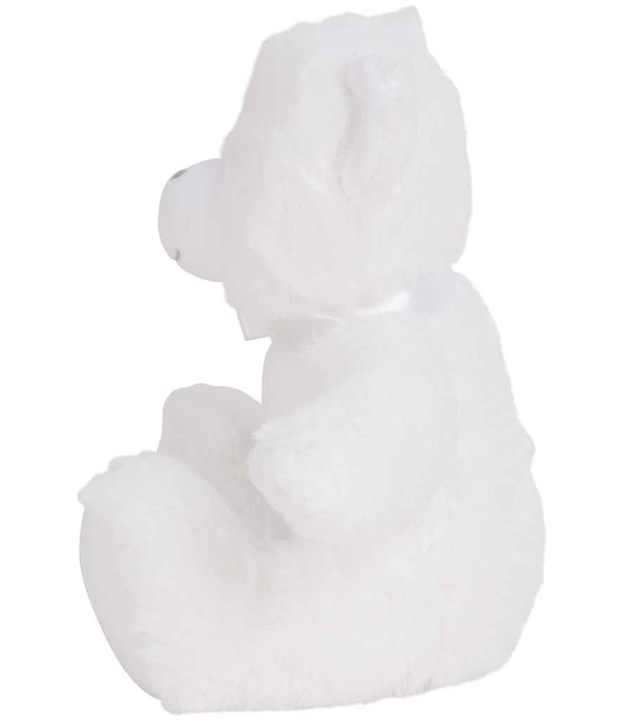 White plush toy resembling a bear on a white background