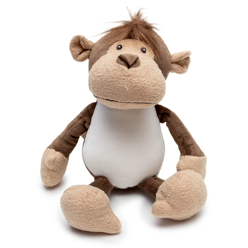 Plush monkey toy on a white background