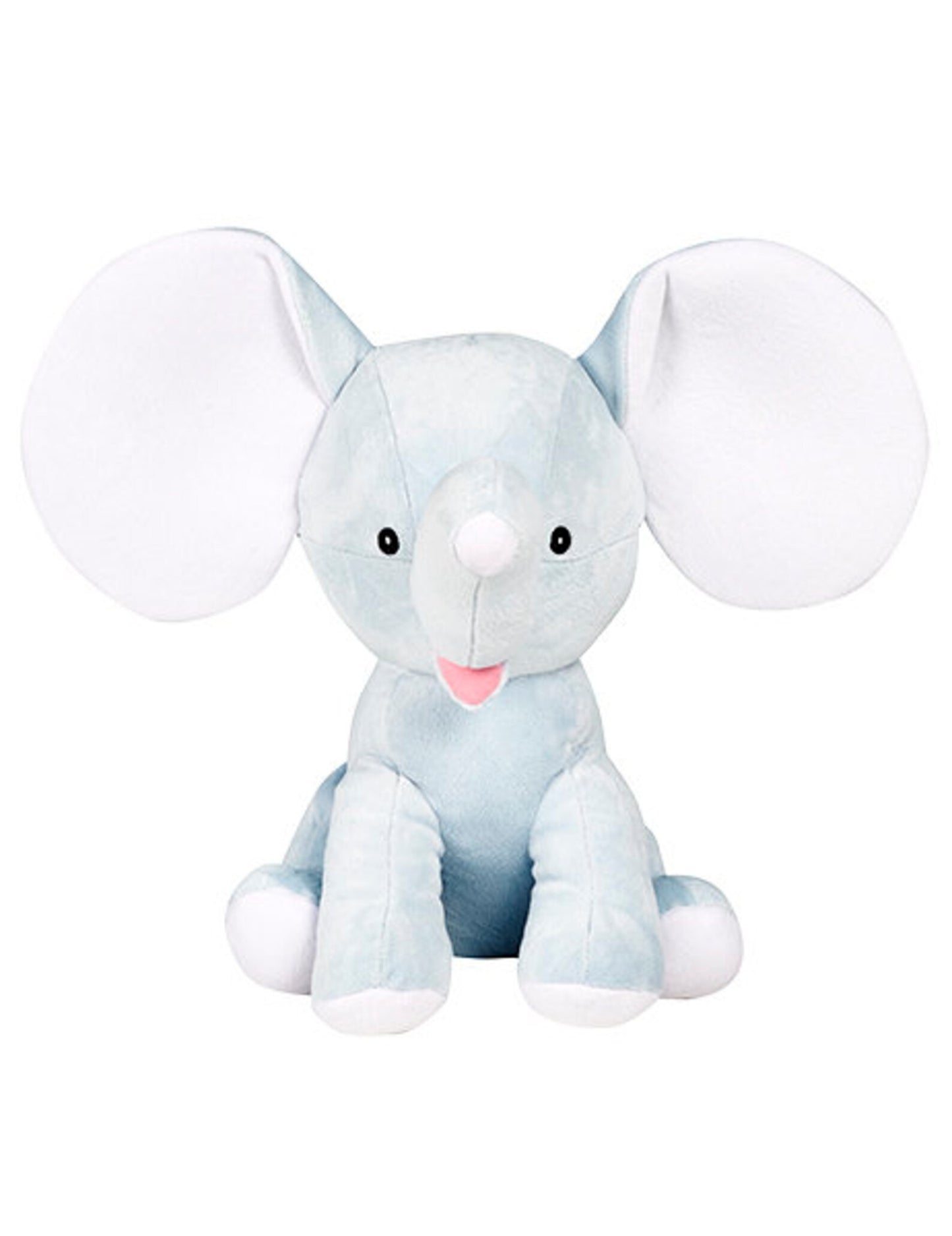 Plush elephant toy on a white background