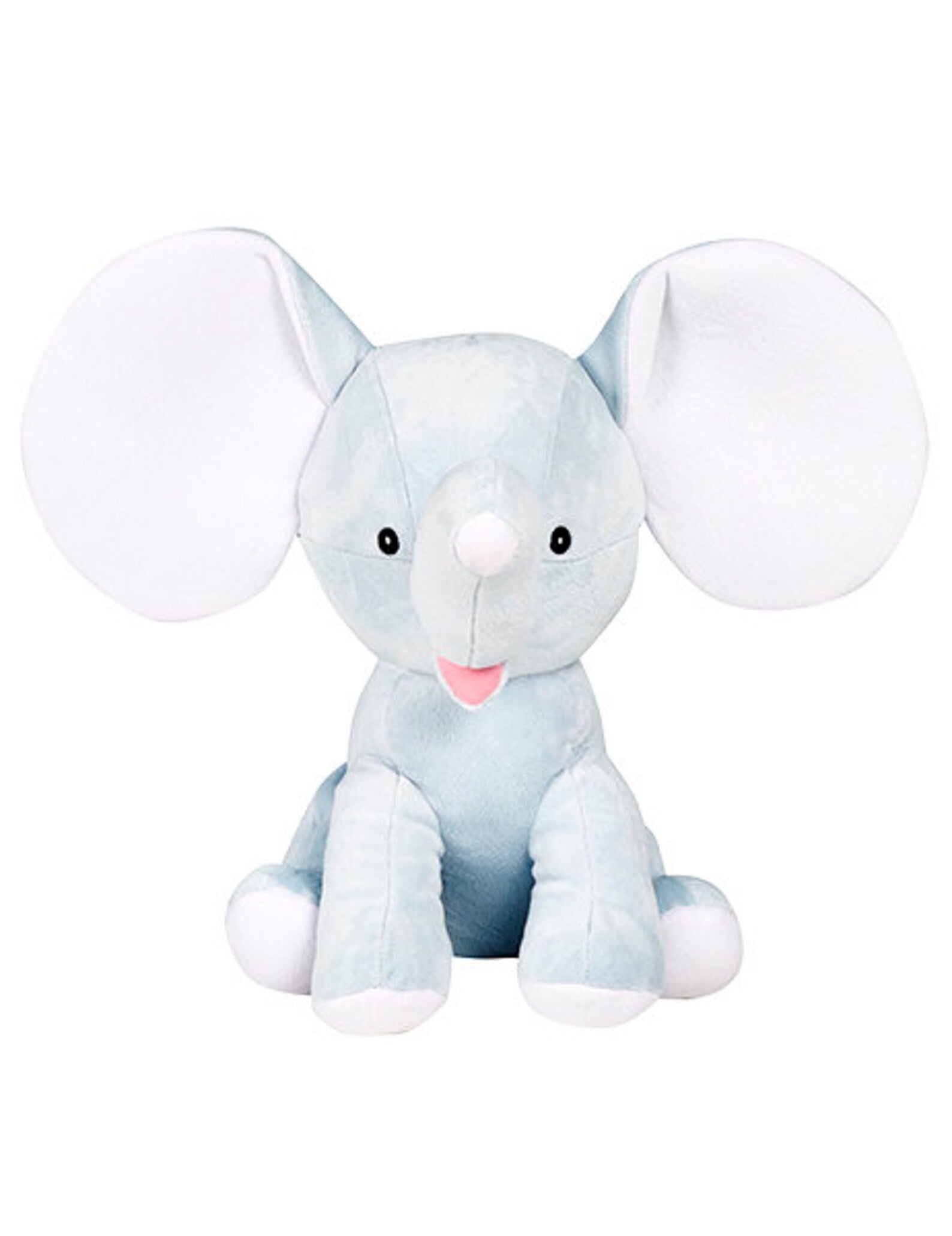 Plush elephant toy on a white background