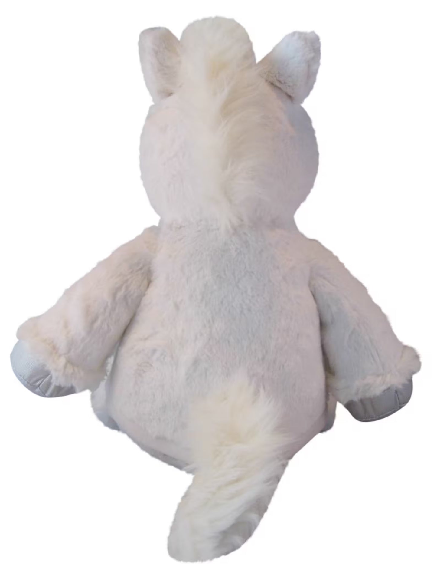 White plush toy with ears on a white background