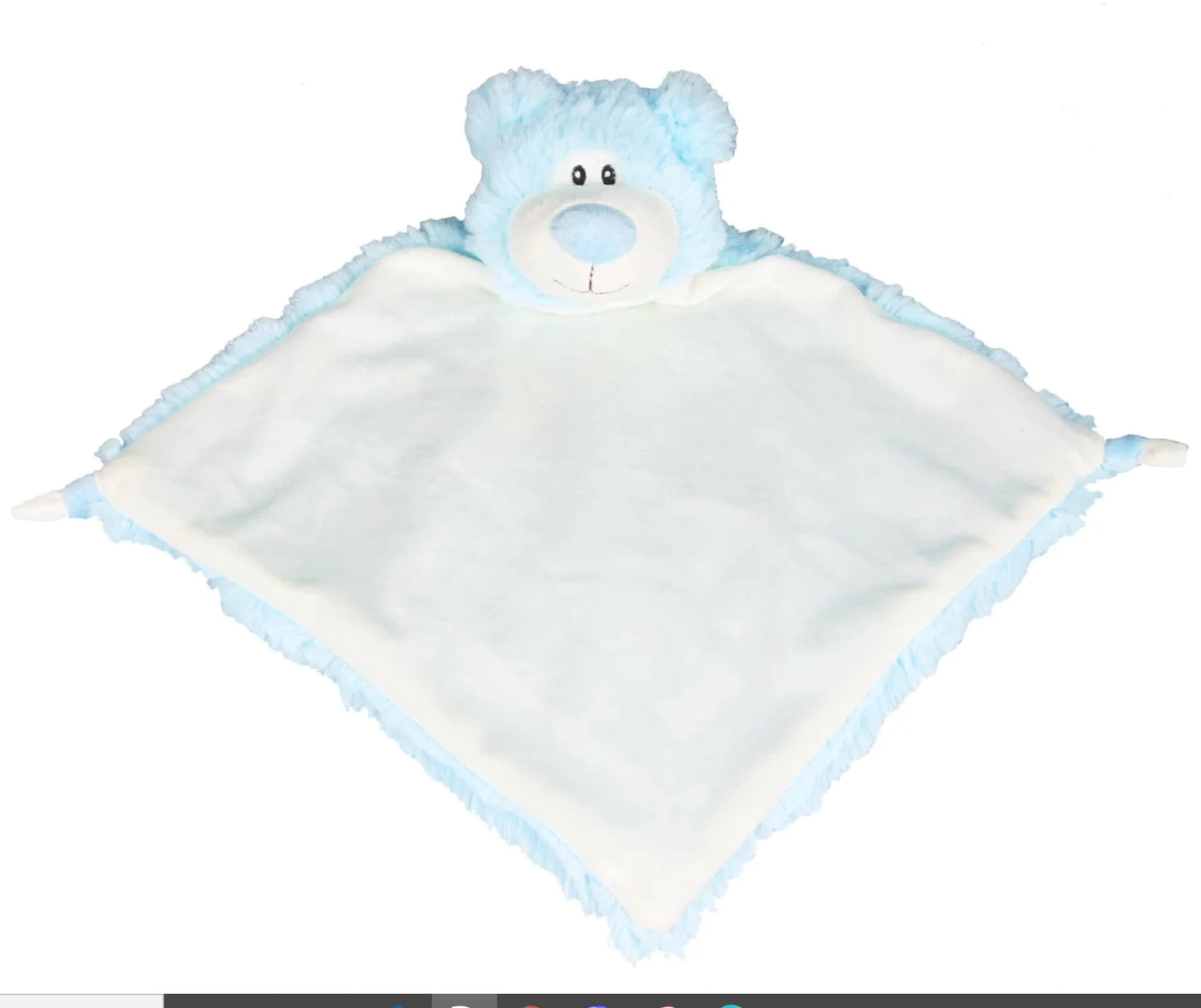 Personalised Blue Teddy Bear Blankie • Soft Snuggly Comforter • Baby Shower Gift • Nursery Keepsake