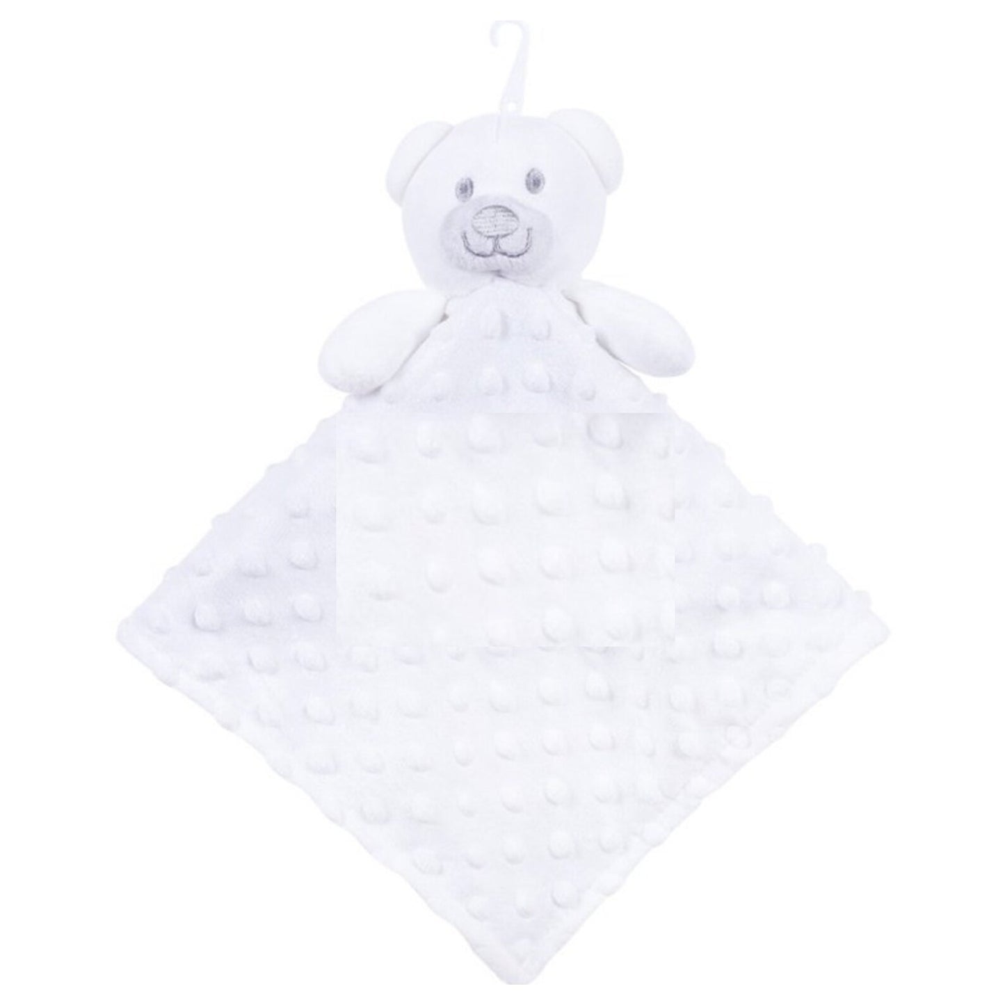 White teddy bear security blanket on a white background
