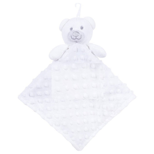 White teddy bear security blanket on a white background
