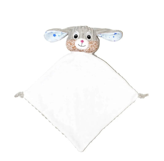 Plush toy with rabbit design on a white background