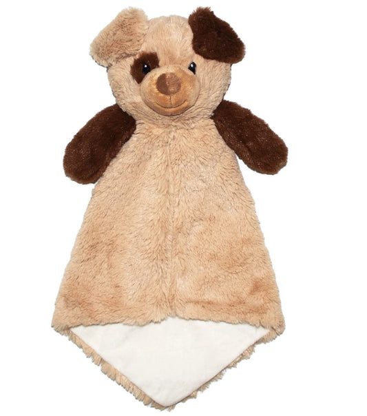 Plush toy with a brown and white color scheme on a white background