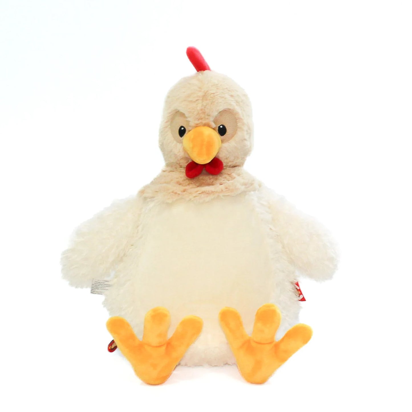 Plush toy chicken/hen on a white background