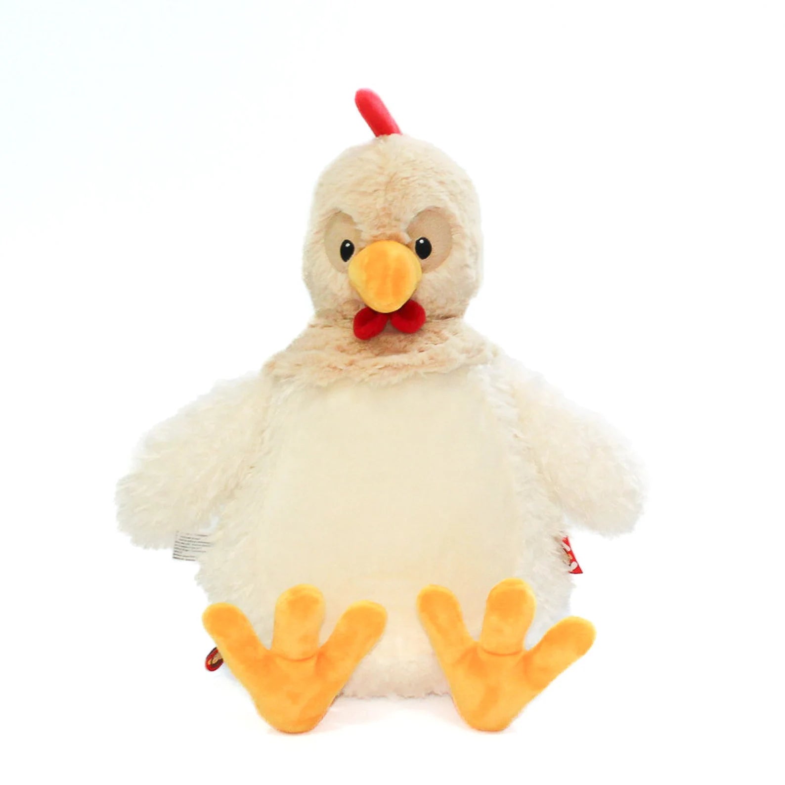 Plush toy chicken/hen on a white background