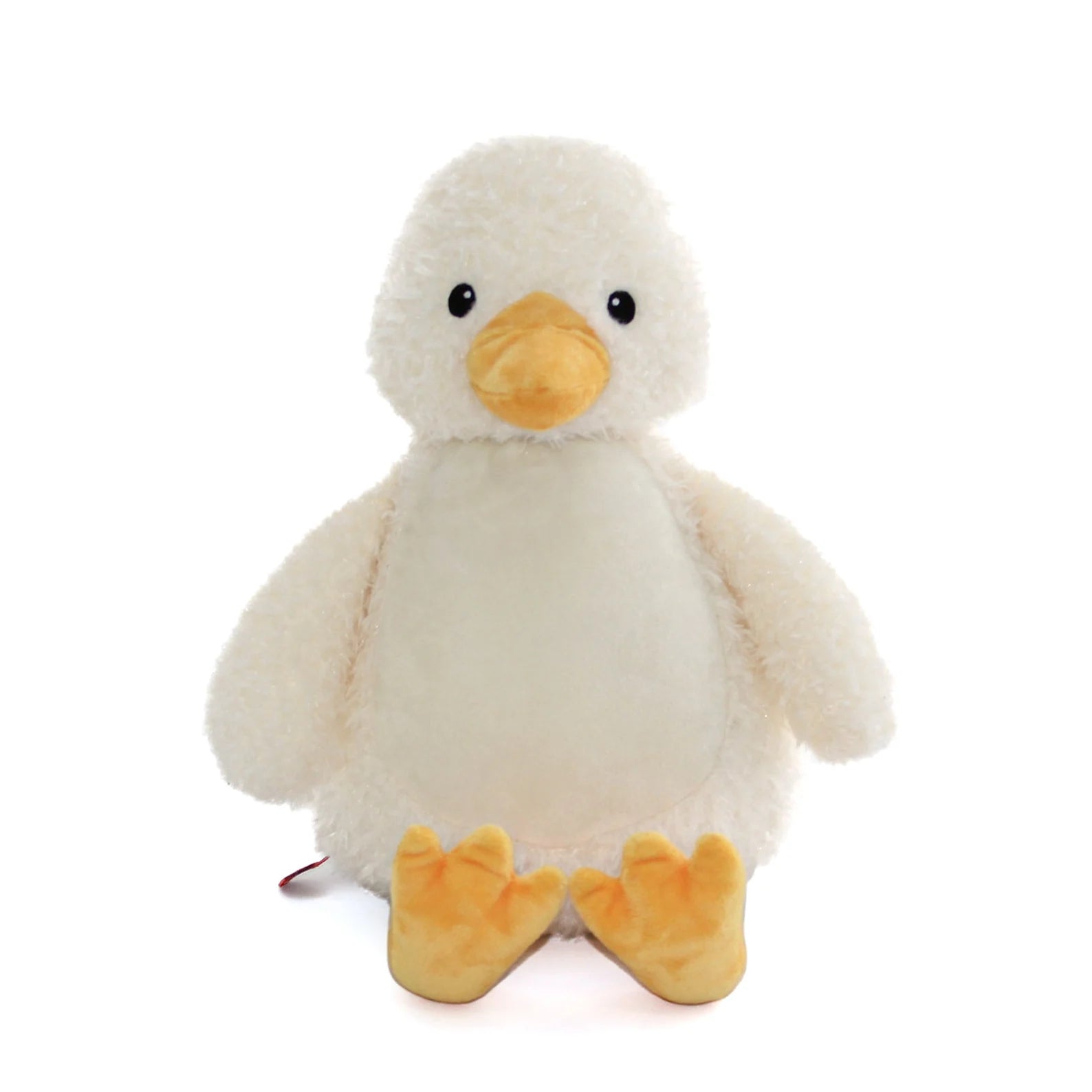 Plush duck toy on a white background