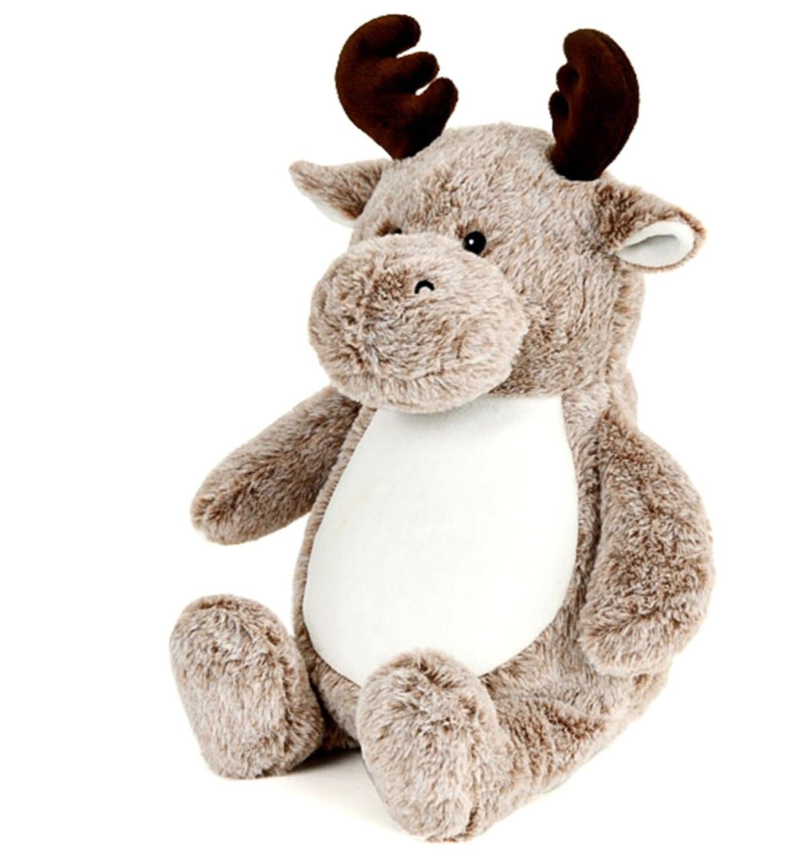 Plush toy reindeer on a white background