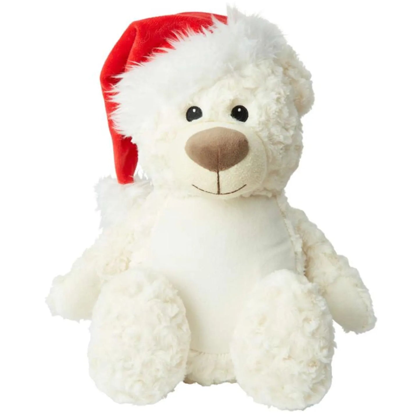 Cream Christmas Teddy Bear with red Santa hat