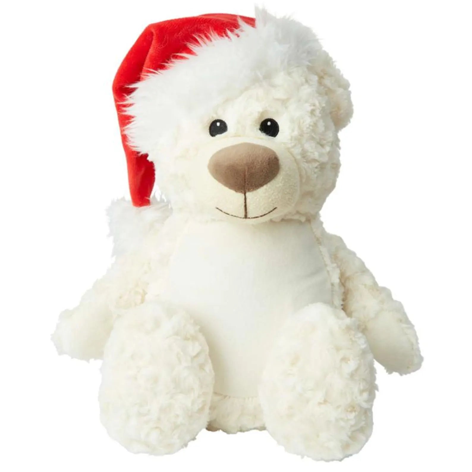 Cream Christmas Teddy Bear with red Santa hat