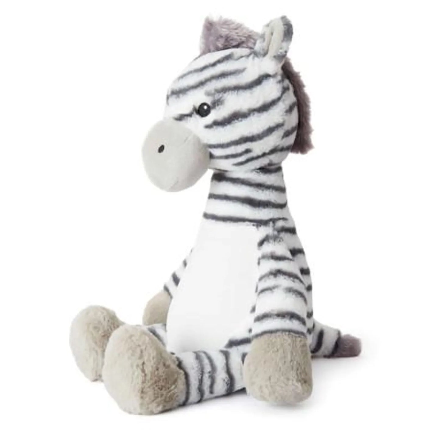 Plush zebra toy on a white background