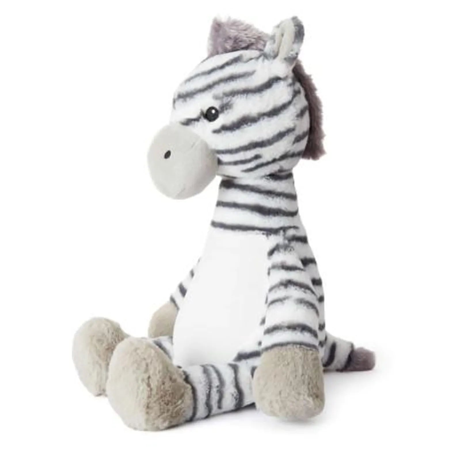 Plush zebra toy on a white background