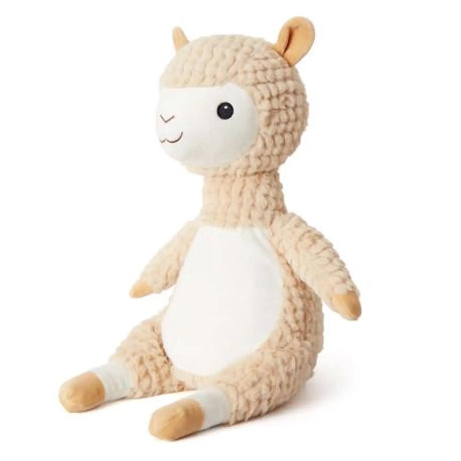 Plush toy llama on a white background