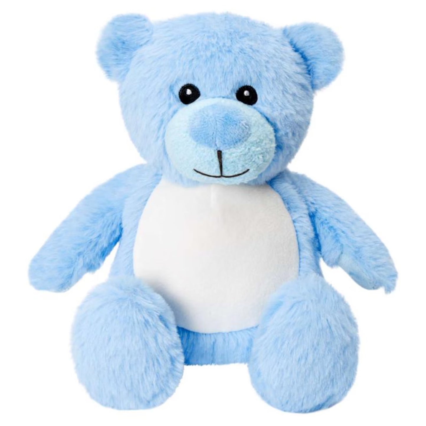 Blue teddy bear on a white background