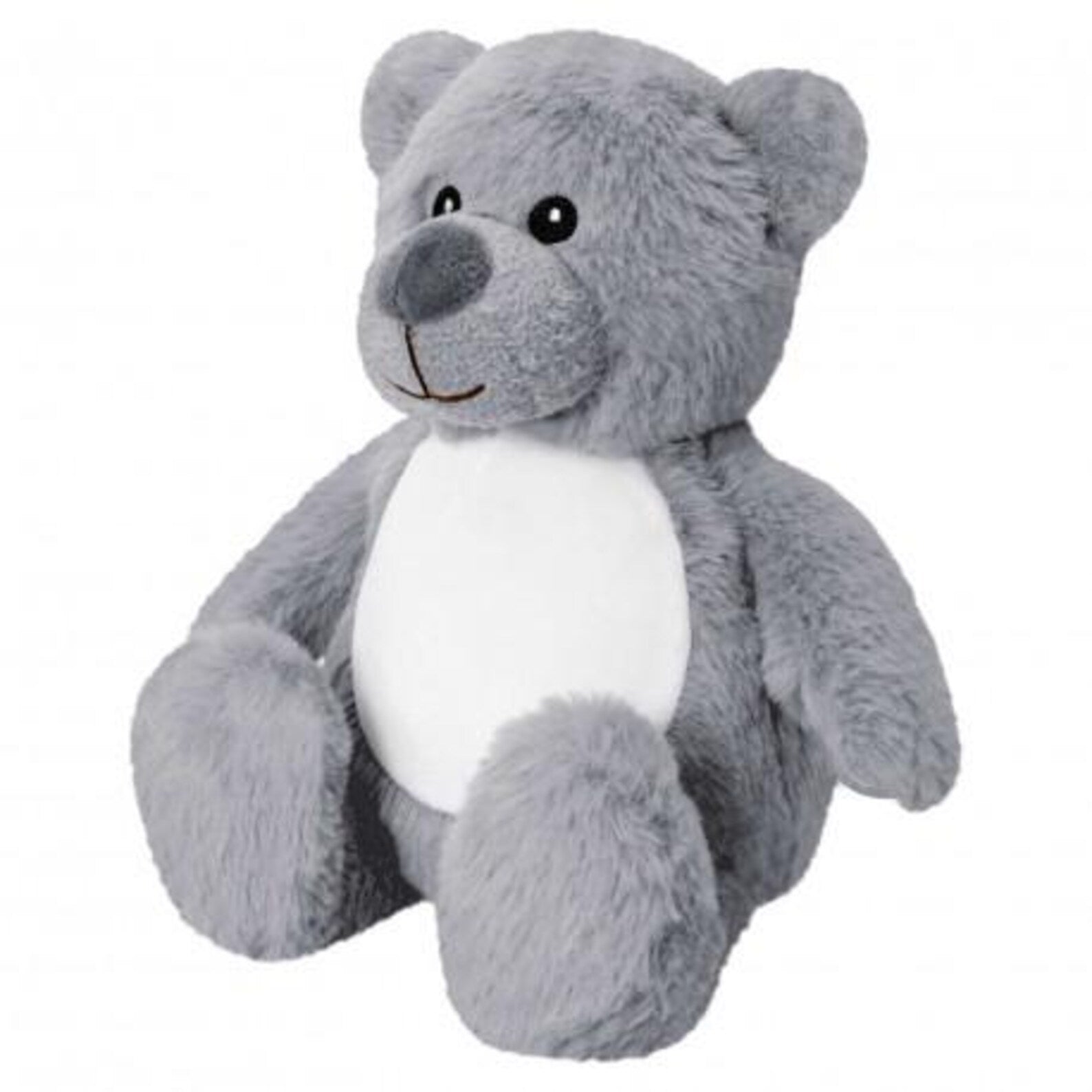 Gray teddy bear plush toy on a white background