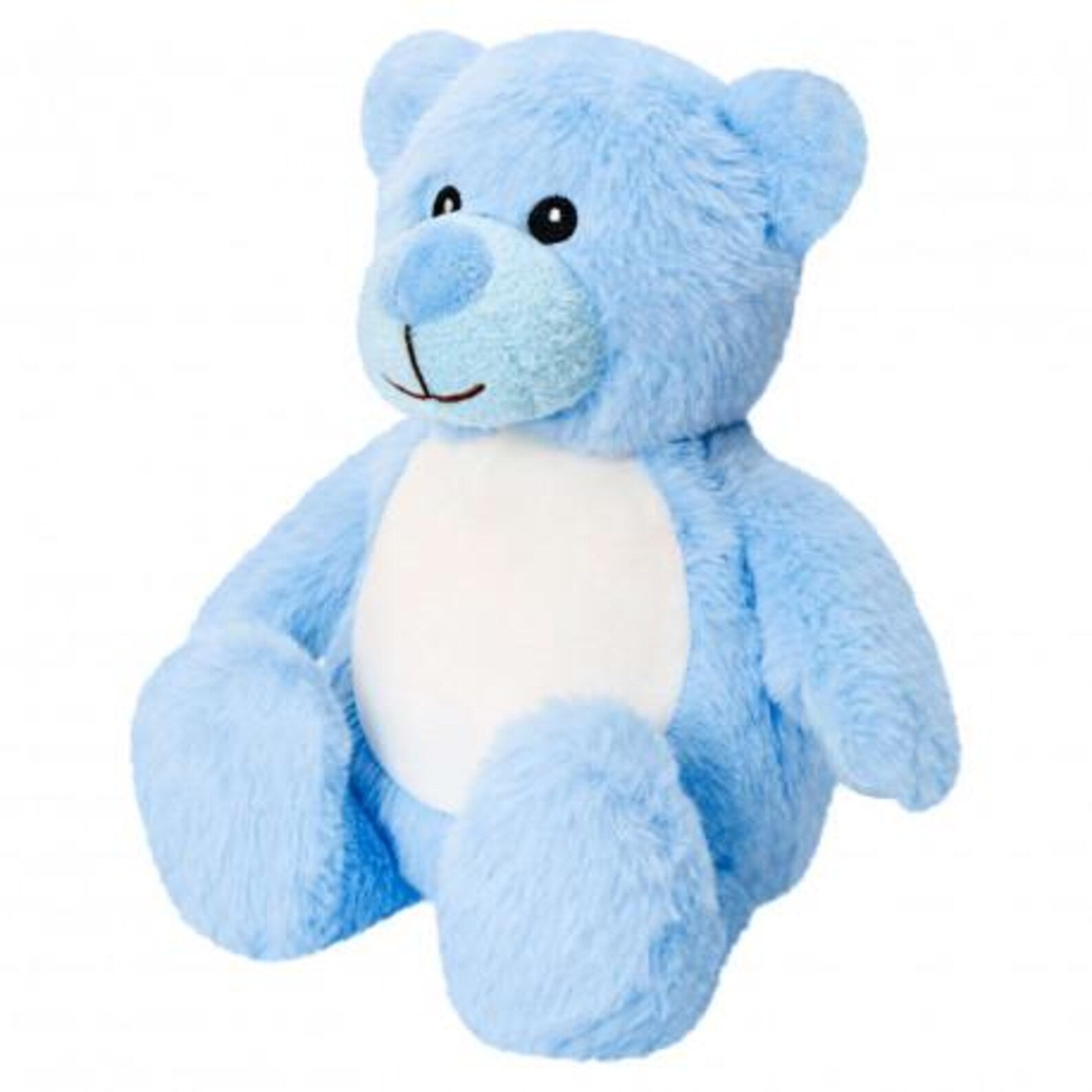 Blue teddy bear on a white background
