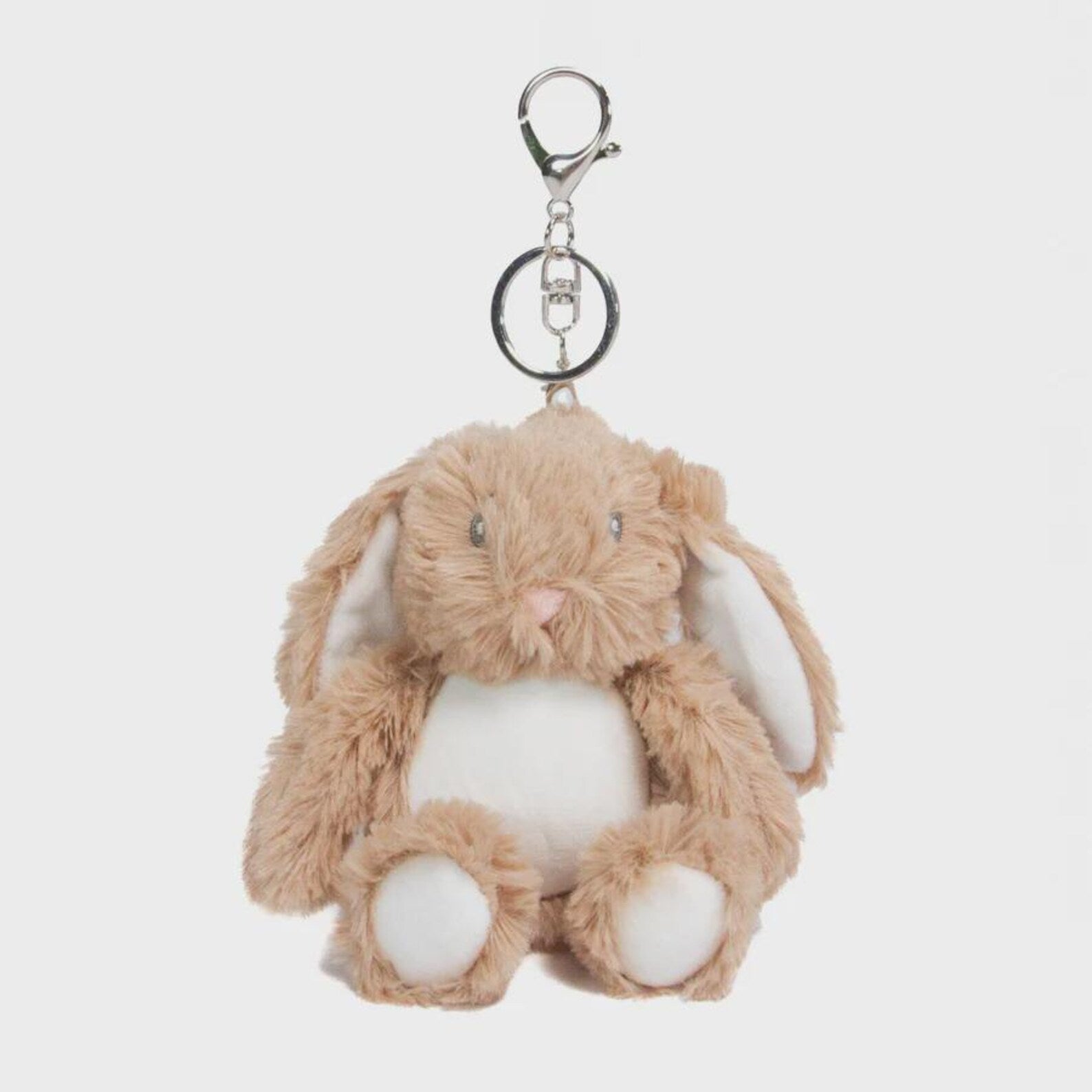 Plush bunny keychain with a white background