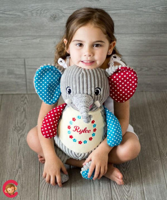 Personalised Embroidered Baby Sensory Elephant Plush • Sensory Baby Gift • Soft Cuddly Toy • Nursery Keepsake • Christening Present, Cubbies