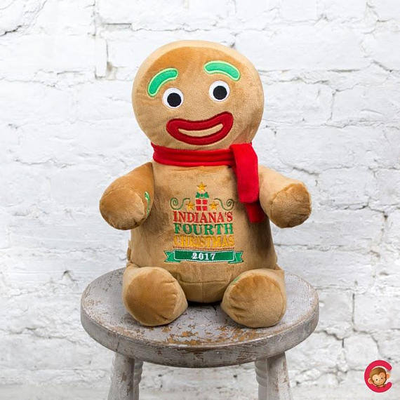 Personalised Gingerbread Man Christmas Stocking • Embroidered Name • Festive Fireplace Decor for Santa Visits- Cubbies