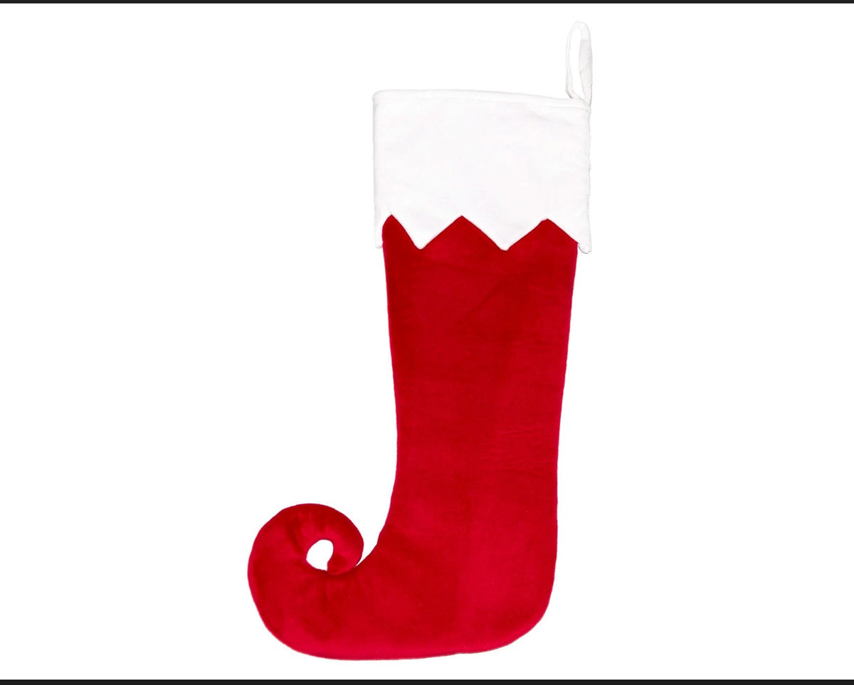 Personalised Grey Elf Toe Christmas Stocking • Embroidered Name • Festive Fireplace Decor for Cosy Homes, Cubbies