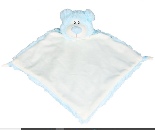 Personalised Blue Teddy Bear Blankie • Soft Snuggly Comforter • Baby Shower Gift • Nursery Keepsake- Cubbies